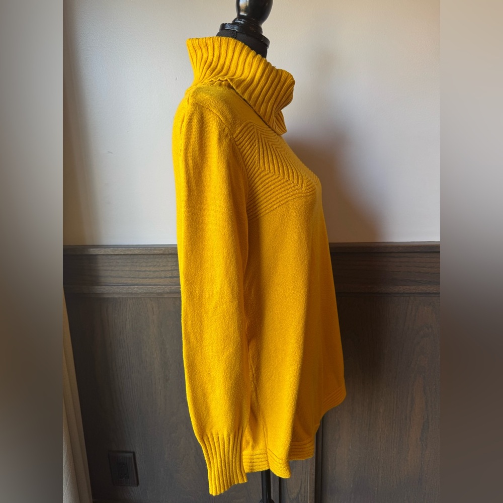 Renuar Mustard Cowl Neck Sweater soft cozy medium - Picture 2 of 6